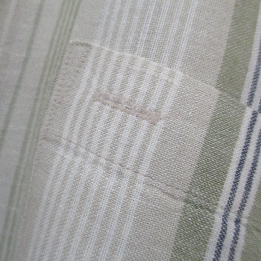 Linen Cotton Short Sleeve Oxford Shirt sz M Beige Striped - Picture 7 of 11